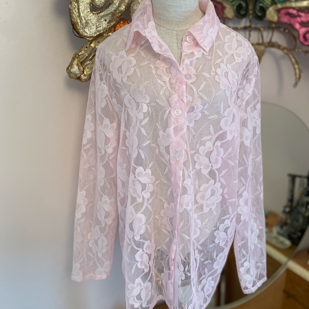 Blair Pink Lace Overlay Top